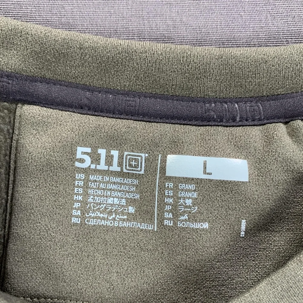 5.11 Tactical Sweatshirt Women LG Green Fleece Lined Crewneck Pullover Sweater